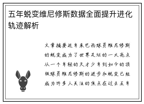 五年蜕变维尼修斯数据全面提升进化轨迹解析